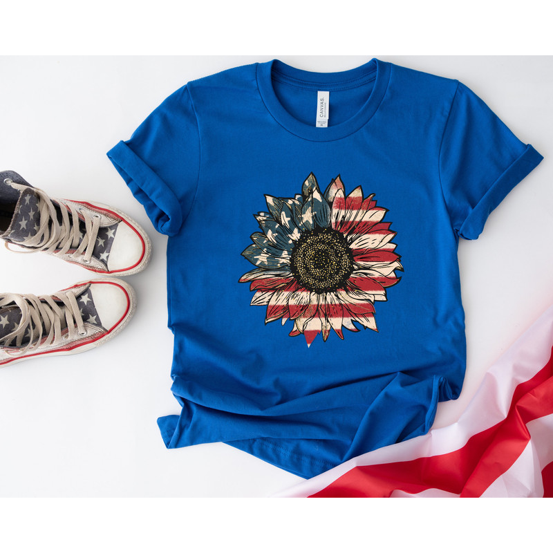 America Sunflower Shirt, USA Flag Flower T Shirt, Gift For American, 4th Of July Flag Graphic T-Shirt, Freedom T Shirt, Independence Shirt - 3.jpg