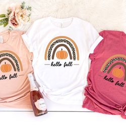 hello fall shirt,hello pumpkin rainbow shirt,thanksgiving vacation shirt,family