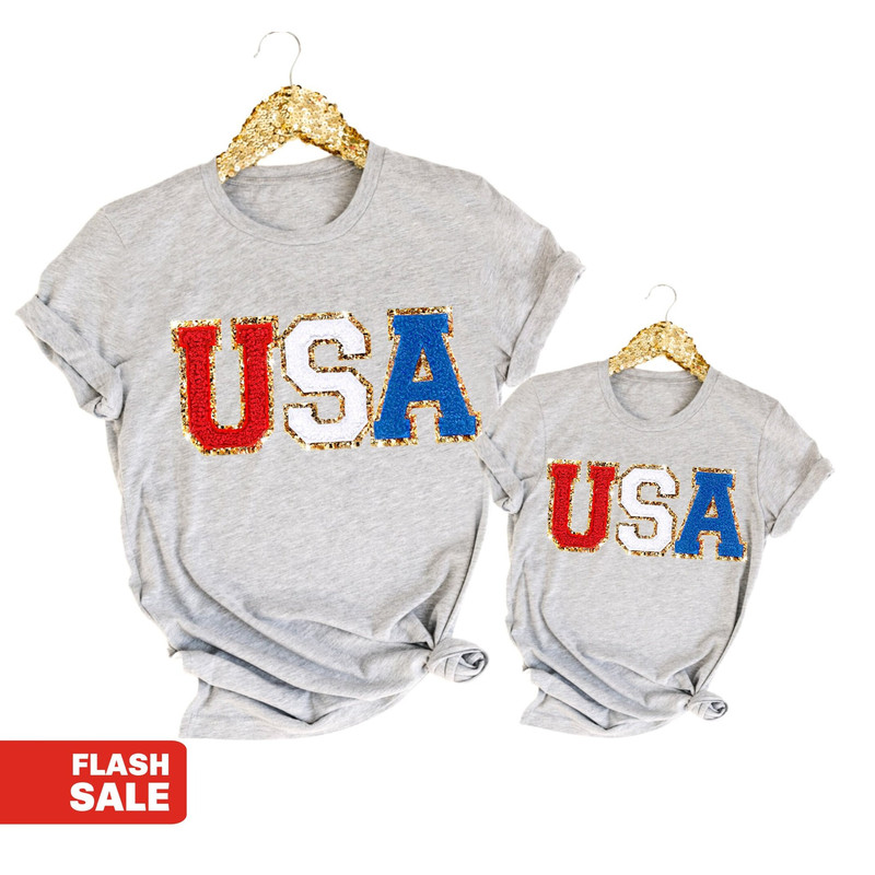 Chenille Patch 4th of July Shirt for Women, USA Shirt, Fourth of July 4th Mommy and Me Outfits Toddler Patriotic Shirt - 6.jpg