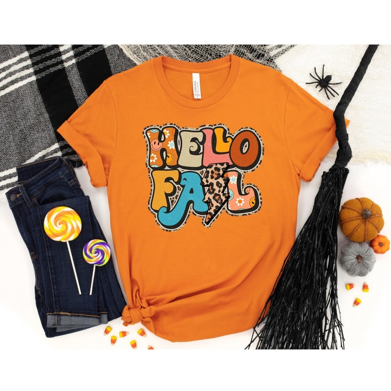 Retro Hello Fall Shirt, Weather Shirt, Hippie Fall Shirt, Groovy Fall Shirt Gifts, Thanksgiving Crewneck Shirt, Cool Fall Shirt - 5.jpg