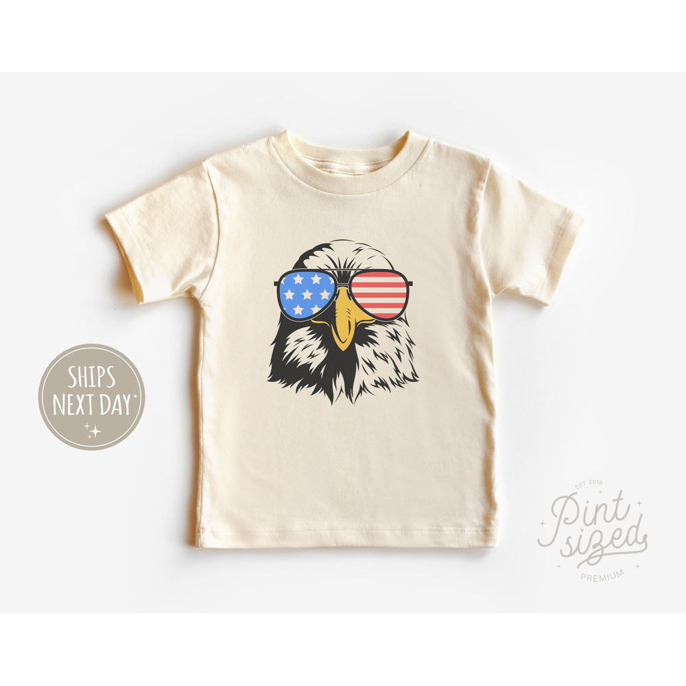 Patriotic Eagle Toddler Shirt - Boys America Natural Tee - 4th of July Kids Shirt - 1.jpg