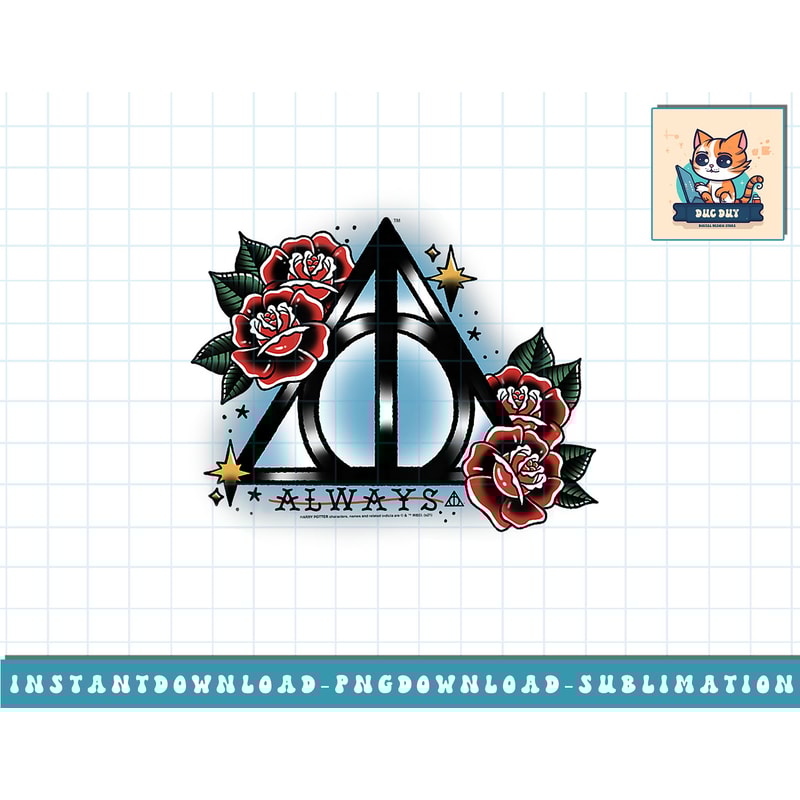 Kids Harry Potter Deathly Hallows Floral Triangle Art Youth png, sublimate, digital download.jpg