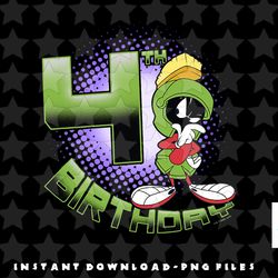 looney tunes marvin the martian 4th birthday png, sublimation, digital download