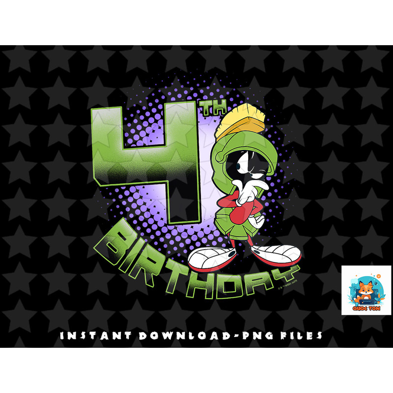 Looney Tunes Marvin The Martian 4th Birthday png, sublimation, digital download.jpg
