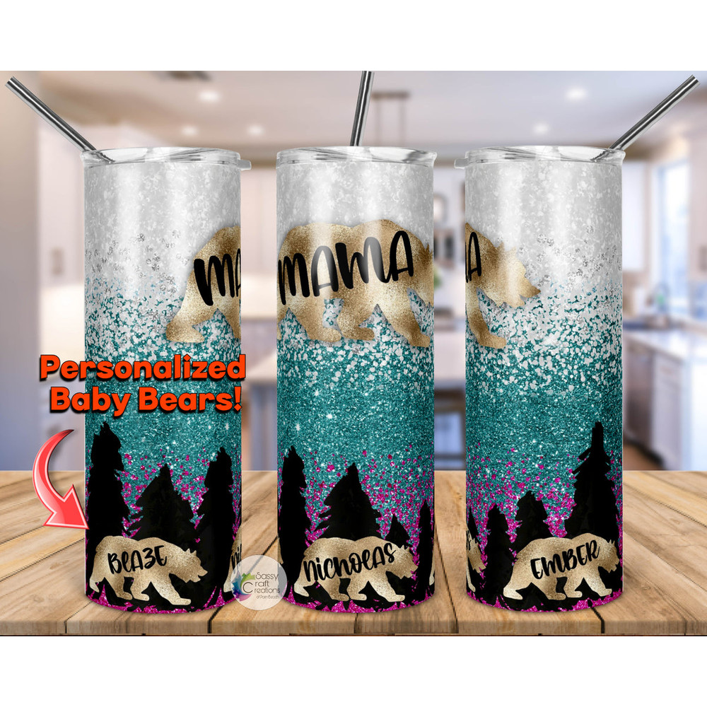 Mama Bear with Personalized Baby Bears Printed Tumbler - mothers-day.jpg