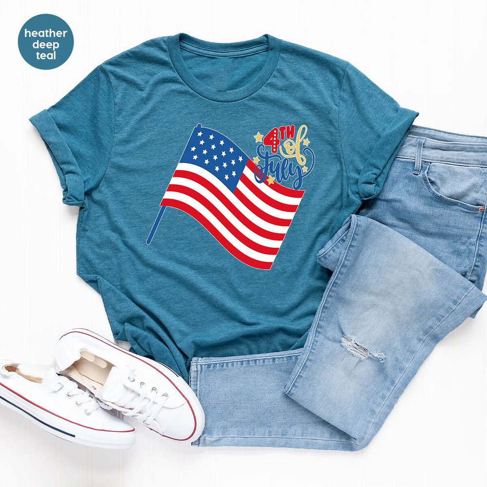 USA Flag Outfit, Patriotic Dad Gift, American Flag Vneck Shirt, Happy 4th Of July TShirt, Liberty Graphic Tees, Independence Day T-Shirt - 2.jpg
