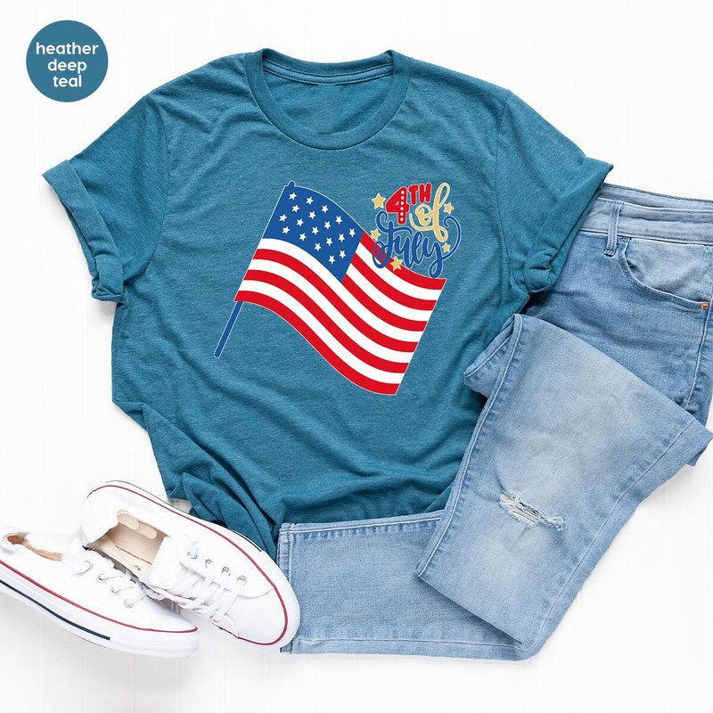 USA Flag Outfit, Patriotic Dad Gift, American Flag Vneck Shirt, Happy 4th Of July TShirt, Liberty Graphic Tees, Independence Day T-Shirt - 2.jpg