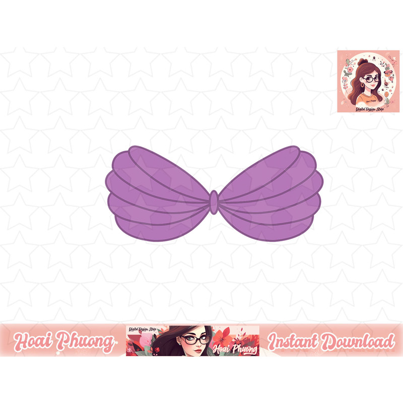 Mermaid Purple Seashell Bra Cartoon Graphic png, instant download.jpg