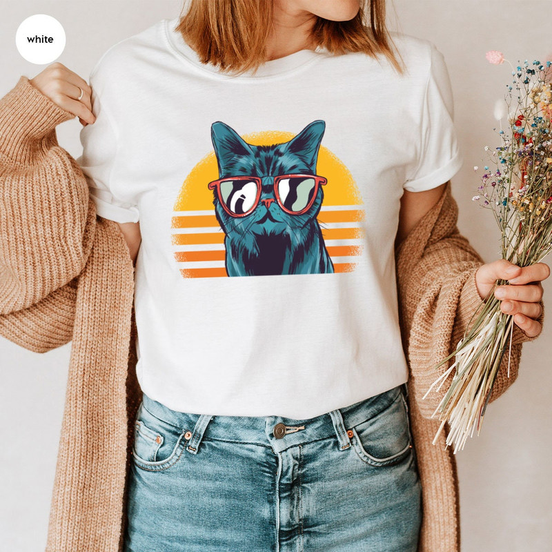 Vintage Cat T Shirt, Cool Cat Shirt, Cat Crewneck Sweatshirt, Retro Cat TShirts, Cat Mom Gift, Cat Dad Outfit, Cat Owner Gifts, Cool Shirts - 5.jpg
