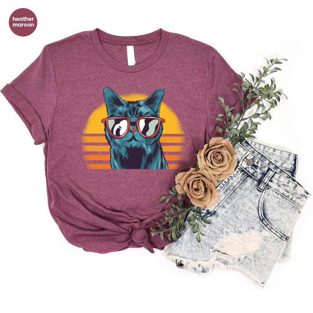 Vintage Cat T Shirt, Cool Cat Shirt, Cat Crewneck Sweatshirt, Retro Cat TShirts, Cat Mom Gift, Cat Dad Outfit, Cat Owner Gifts, Cool Shirts - 6.jpg