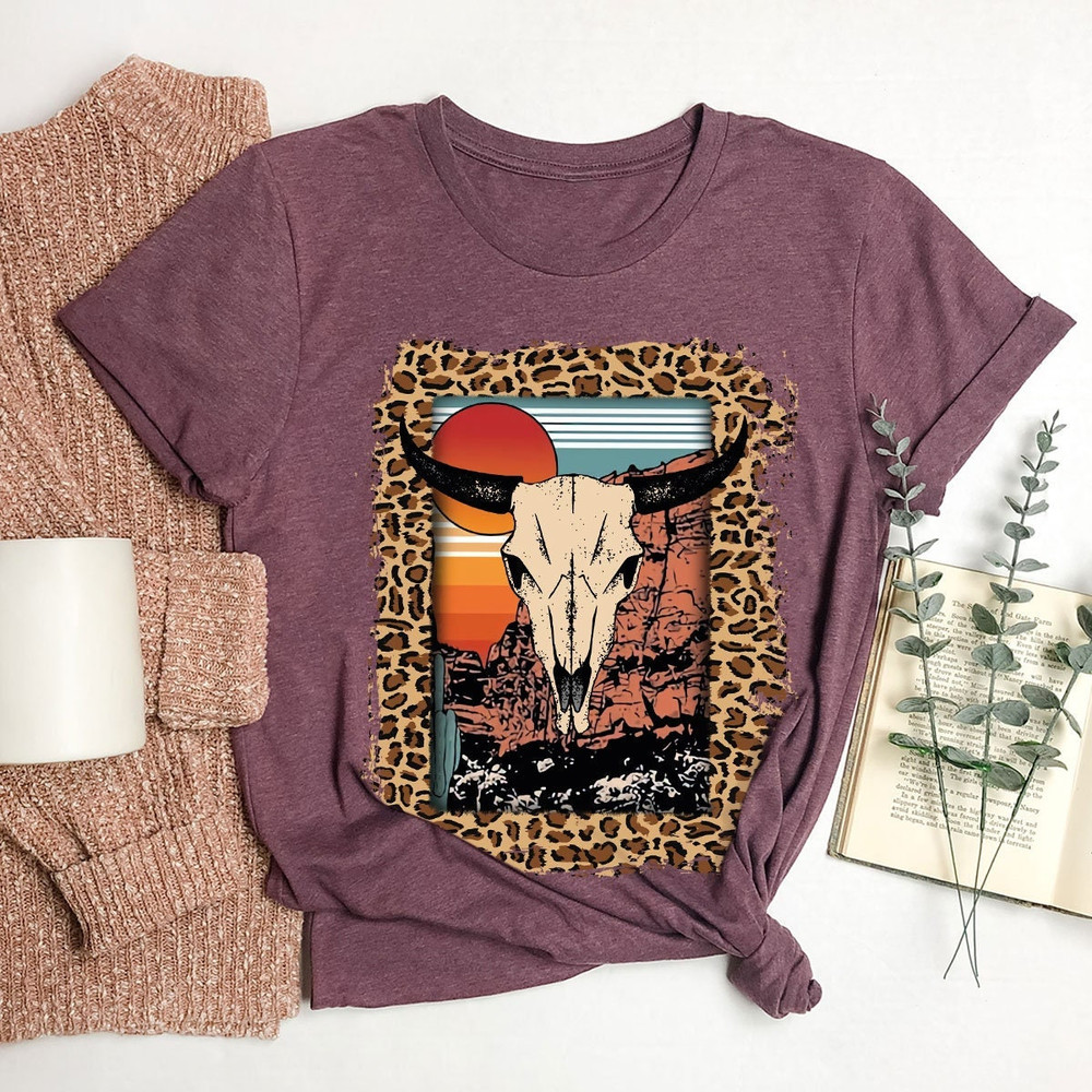 Western Shirt, Hippie Shirt, Cow Skull Graphic Tee, Bull Skull Shirt, Desert Shirt, Southern Shirt, Country Buffalo Shirt - 2.jpg