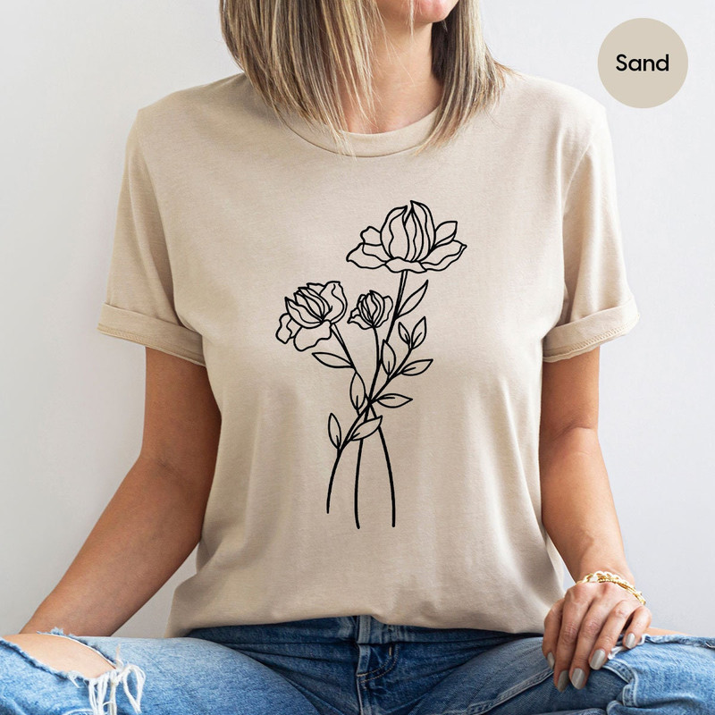 Wild Flower Shirt, Botanical Tshirt, Minimalist Tshirts, Floral Graphic Tees, Aesthetic Shirts, Minimal Botanical Gifts, Gifts for Women - 2.jpg