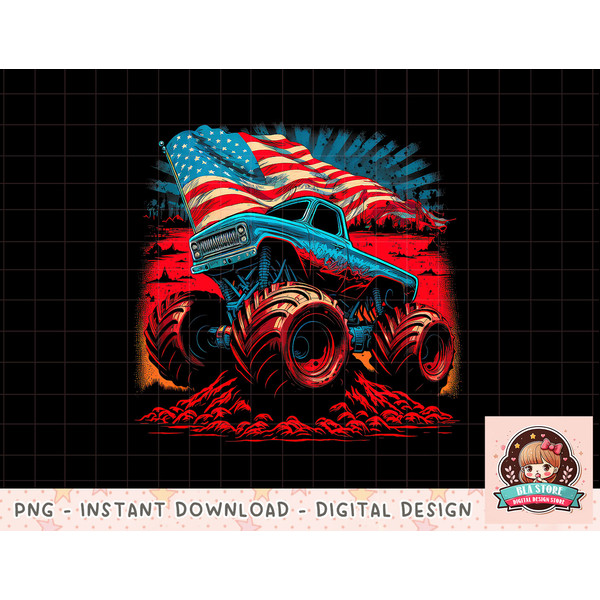 Monster Truck 4th of July Vintage American Flag Patriotic png, instant download, digital print.jpg