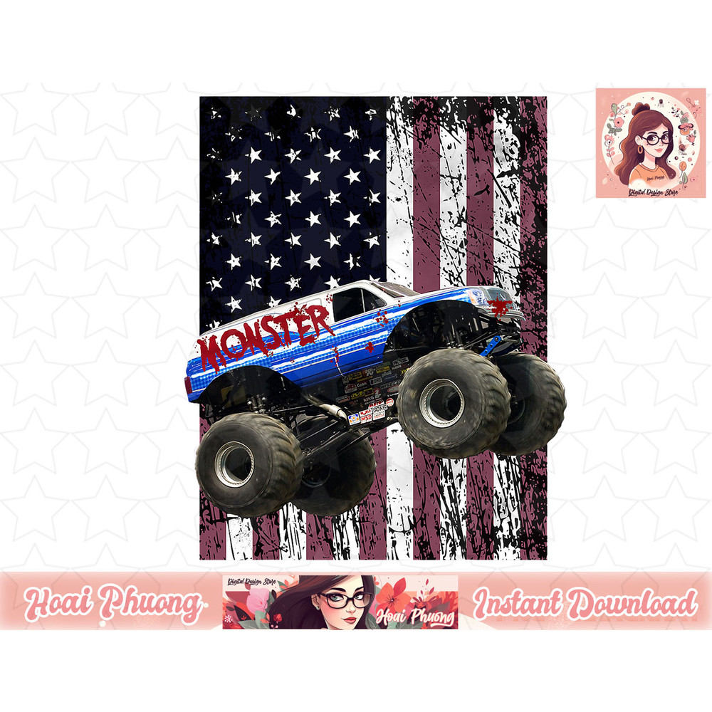 Monster Truck American Flag Racing USA Patriotic png, instant download.jpg