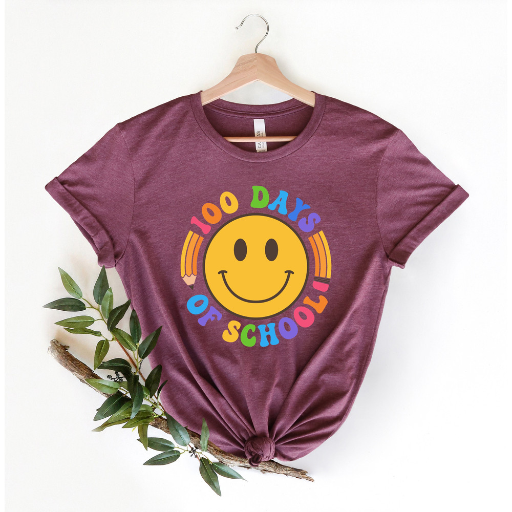 Happy 100 days shirt,100 Days Brighter Shirt,Teacher Shirt,100th Day Of School,Back To School Shirt,Teacher Appreciation,Retro Smiling Shirt - 1.jpg