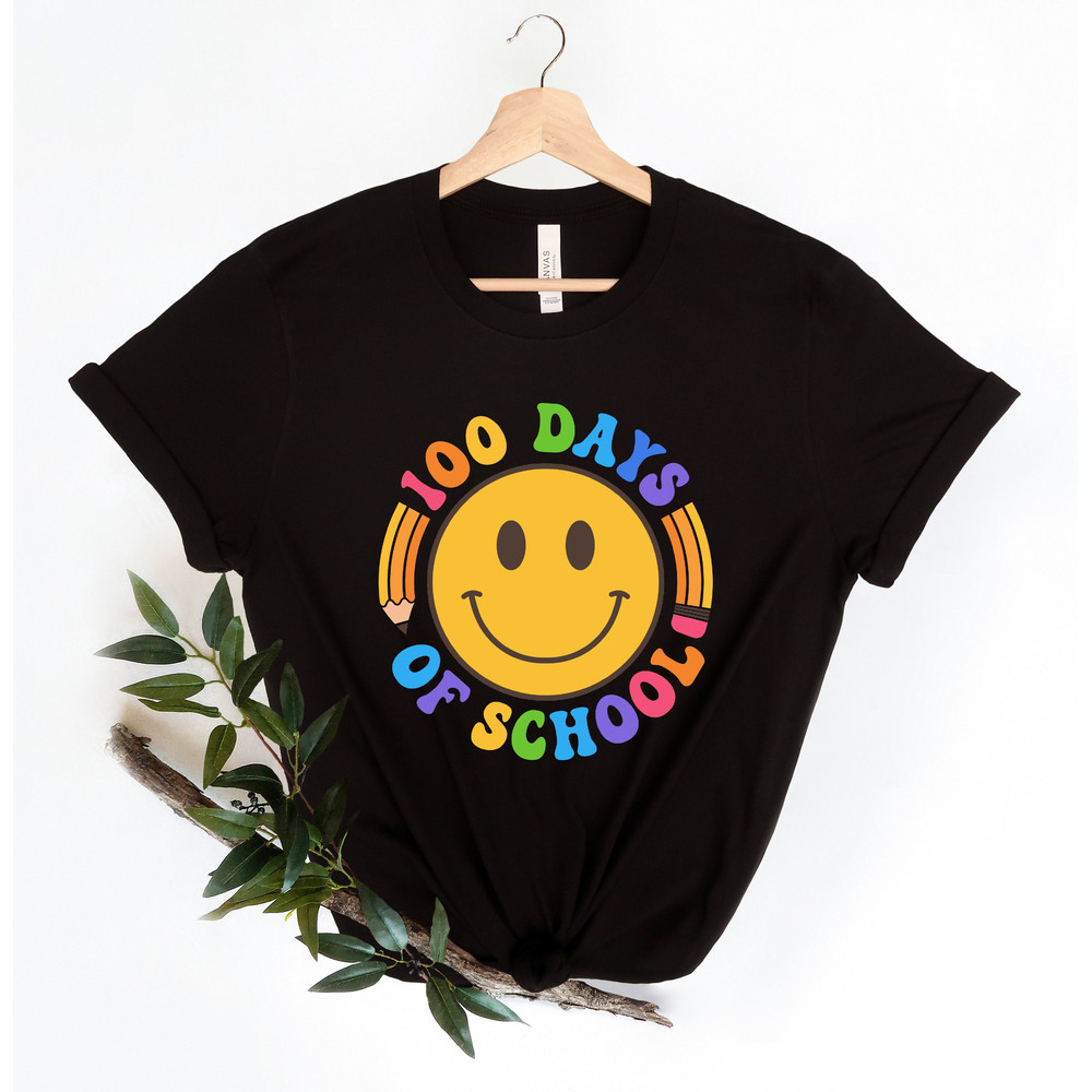 Happy 100 days shirt,100 Days Brighter Shirt,Teacher Shirt,100th Day Of School,Back To School Shirt,Teacher Appreciation,Retro Smiling Shirt - 3.jpg