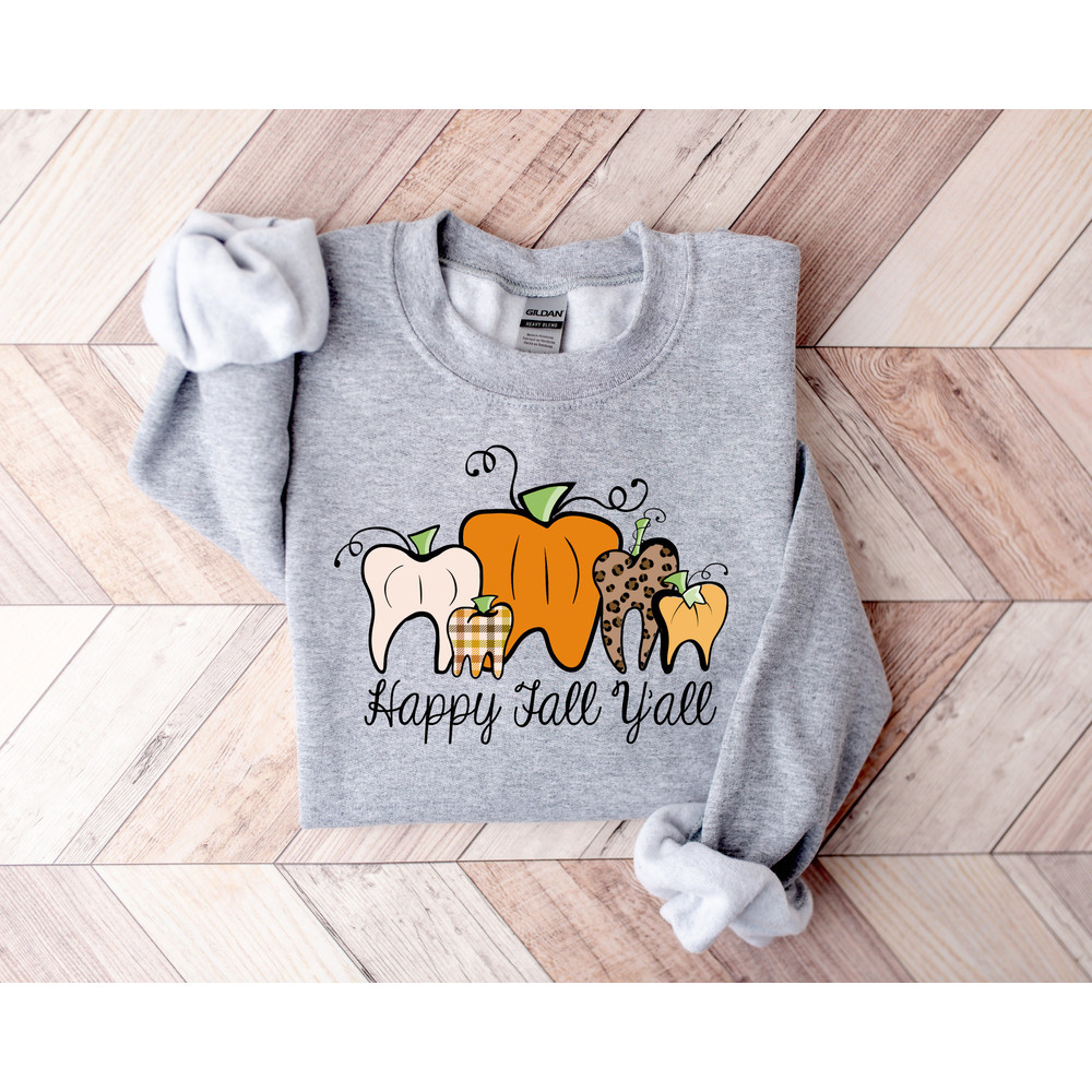 Happy Fall Y'all, Pumpkin Teeth Sweatshirt,Thanksgiving Shirt,Thankful Shirt,Fall Shirt,Hello Pumpkin,Family Matching Shirt,fall Sweatshirt - 3.jpg