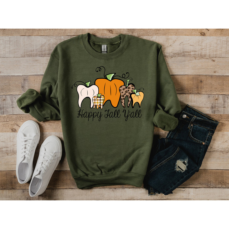 Happy Fall Y'all, Pumpkin Teeth Sweatshirt,Thanksgiving Shirt,Thankful Shirt,Fall Shirt,Hello Pumpkin,Family Matching Shirt,fall Sweatshirt - 4.jpg