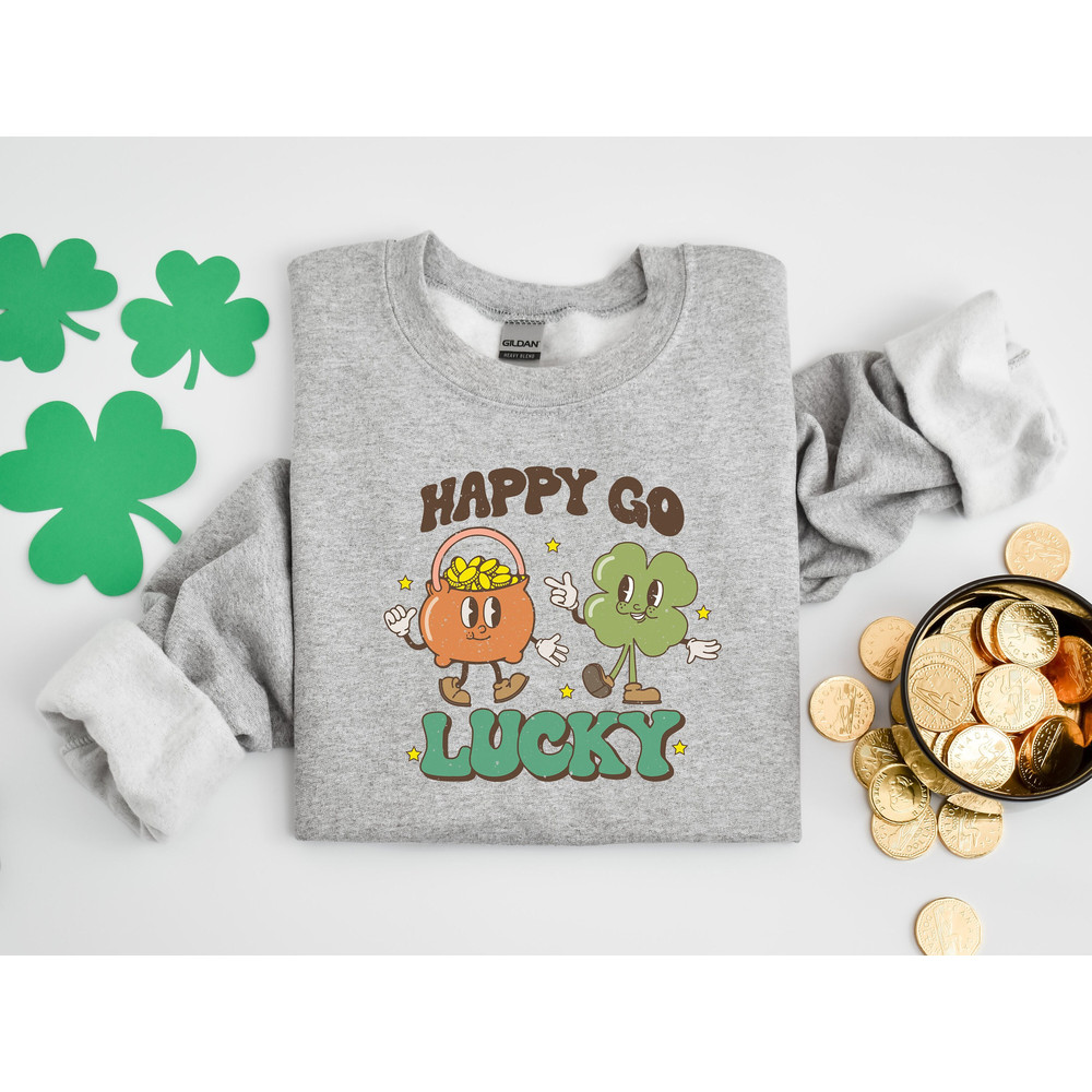 Happy Go Lucky Shirt,Lucky Tshirt,Irish T Shirt,Shamrocks T-Shirt,Family Matching St Patrick's Day Gift Tee,Retro Groovy Shirt - 1.jpg