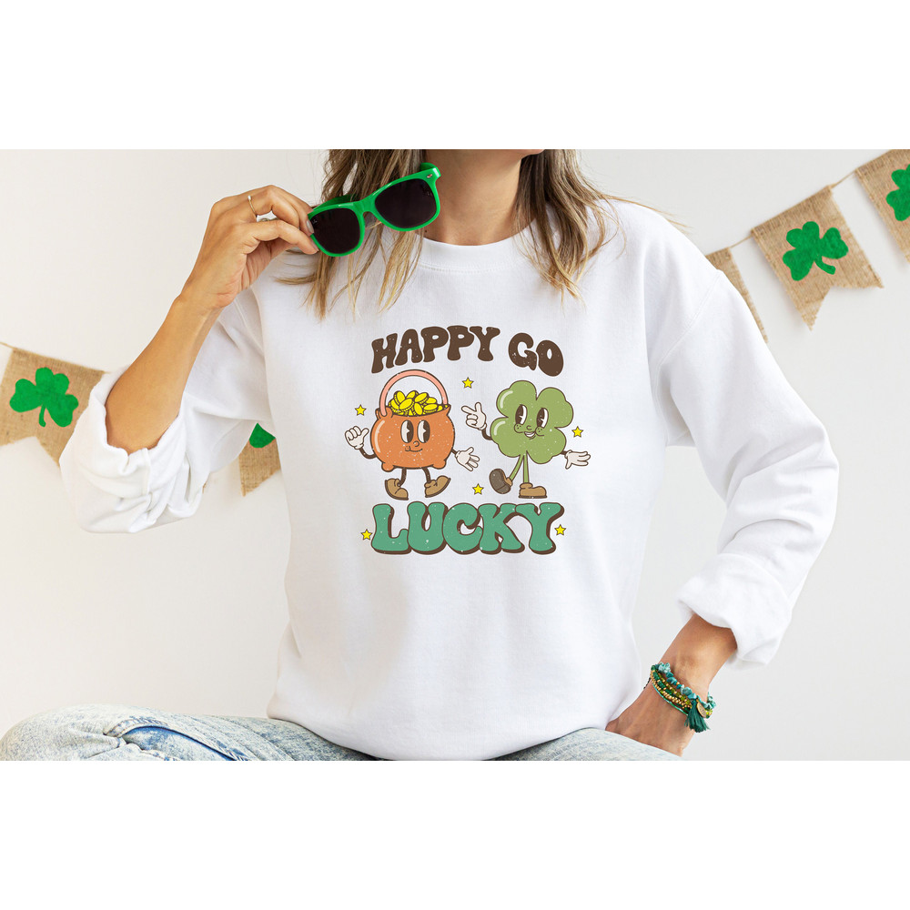 Happy Go Lucky Shirt,Lucky Tshirt,Irish T Shirt,Shamrocks T-Shirt,Family Matching St Patrick's Day Gift Tee,Retro Groovy Shirt - 2.jpg