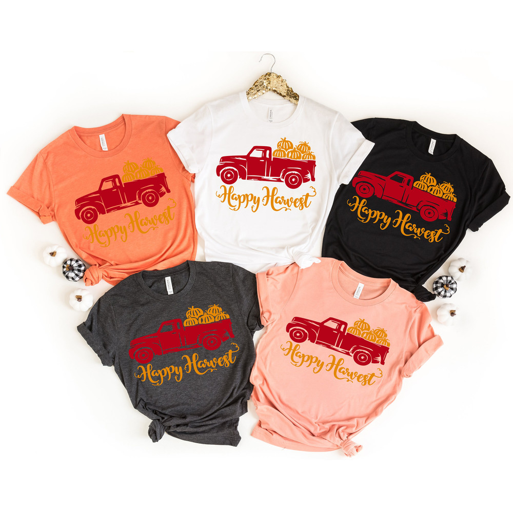 Happy Harvest Shirt, Thankful Fall, Fall Family Shirts, Harvest Season,Thanksgiving Shirts, Family Matching Shirts, Cute Tshirt, Pumpkin Tee - 2.jpg