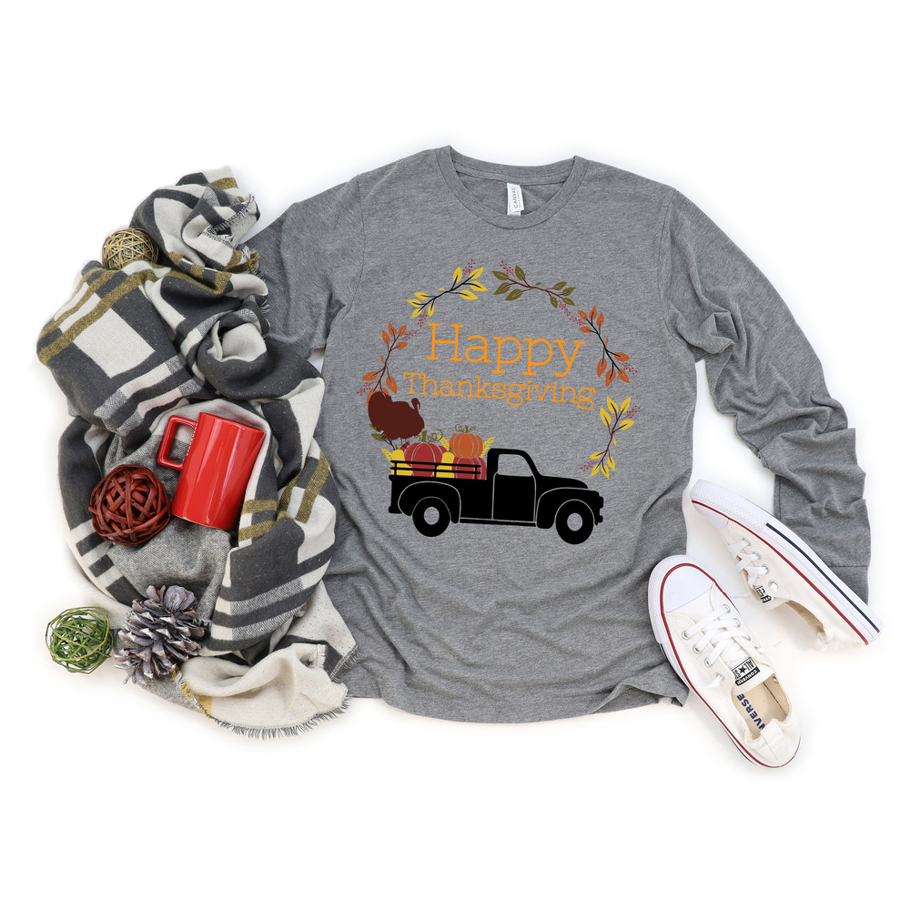 Happy Thanksgiving Shirt, Pumpkin Tee,Thanksgiving Family Shirt,Thanksgiving Matching,Fall Vintage Truck Shirt,Fall Shirt,Pumpkin Truck - 1.jpg