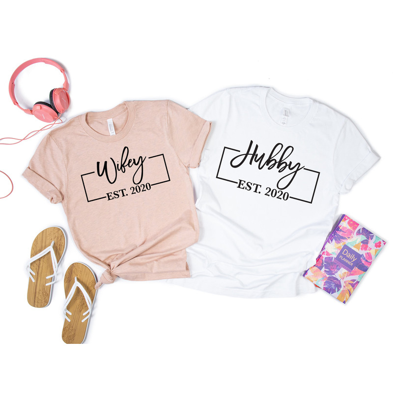 Hubby Wifey Shirts, Honeymoon Shirt, Just Married Shirt, Engagement Shirt, Wedding Shirts, Bridal Gift Engagement, Husband And Wife Shirts - 1.jpg