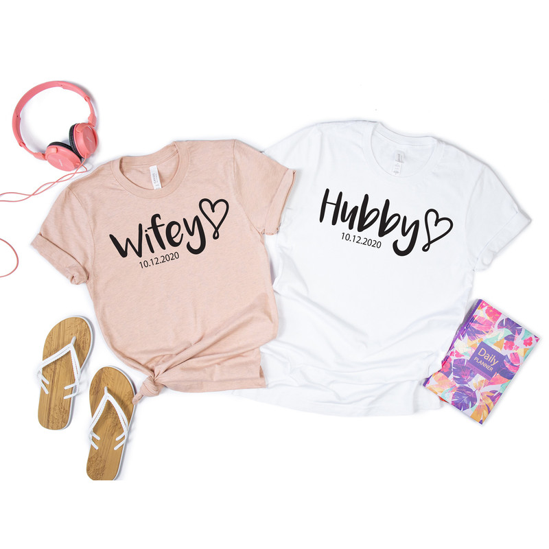 Hubby Wifey Shirts, Honeymoon Shirt, Just Married Shirt, Engagement Shirt, Wedding Shirts, Bridal Gift Engagement, Husband And Wife Shirts - 2.jpg