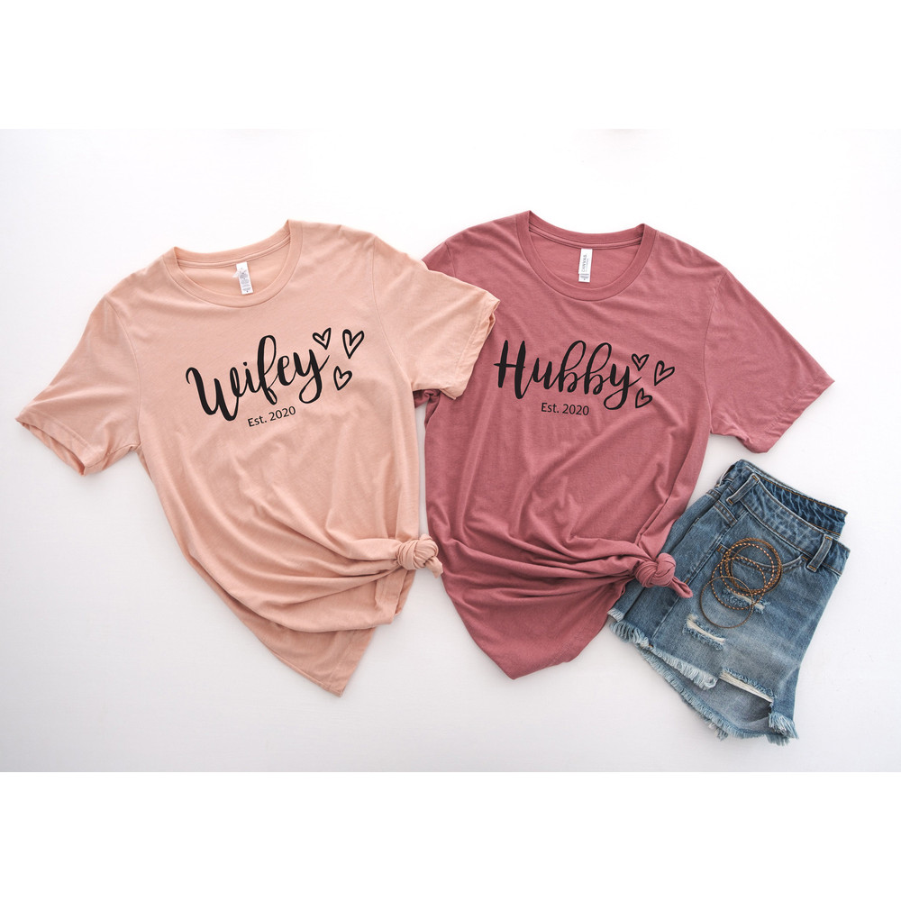 Hubby Wifey Shirts, Honeymoon Shirt, Just Married Shirt, Engagement Shirt, Wedding Shirts, Bridal Gift Engagement, Husband And Wife Shirts - 2.jpg