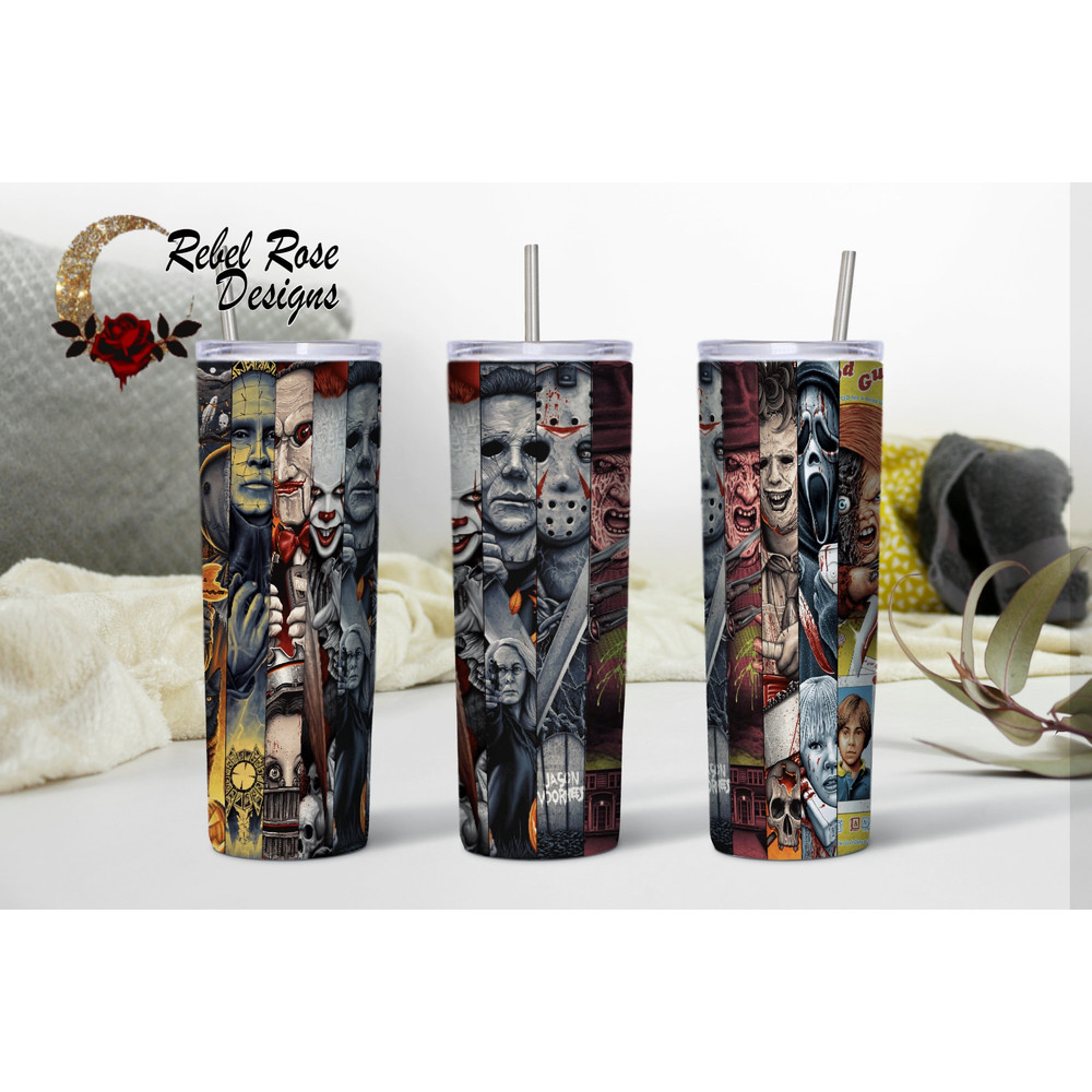 20 oz Skinny Tumbler Graphic Novel Horror Movie Design.jpg