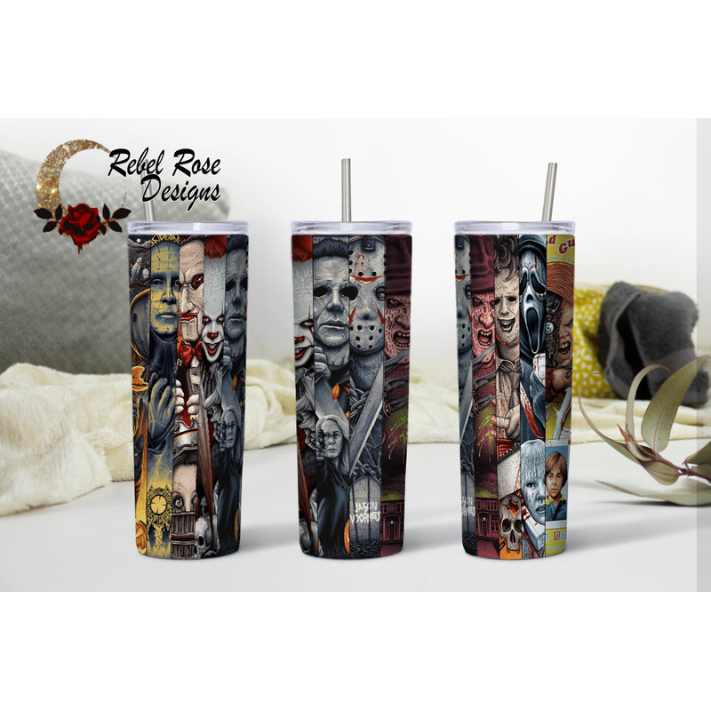 20 oz Skinny Tumbler Graphic Novel Horror Movie Design.jpg