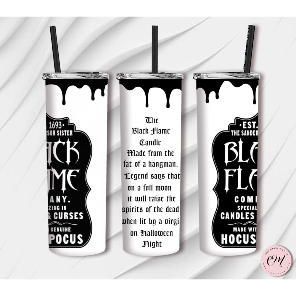20 oz Tumbler, Hocus Pocus Black flame Candle, Halloween Labels - Hocus Pocus Black flame Candle design - Black flame wrap - YOU PRINT.jpg