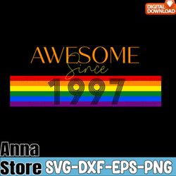 lgbt 24th birthday awesome since 1997 svg,gay pride svg,lgbt day svg,lesbian svg,gay svg,bisexual svg,transgender svg