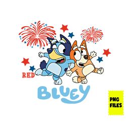 red white bluey png, bluey png, bluey and bingo, bluey happy usa png, 4th of july png, bluey patriotic png digital file
