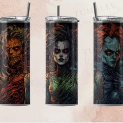 skinny horror tumbler, sublimation designs 20oz skinny tumbler, horror collage poster straight and tapered skinny tumble