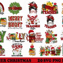 20 teacher christmas bundle svg png