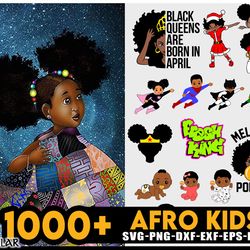 afro kid mega bundle svg, black kids svg bundle, cute kids cricut silhouette cut file