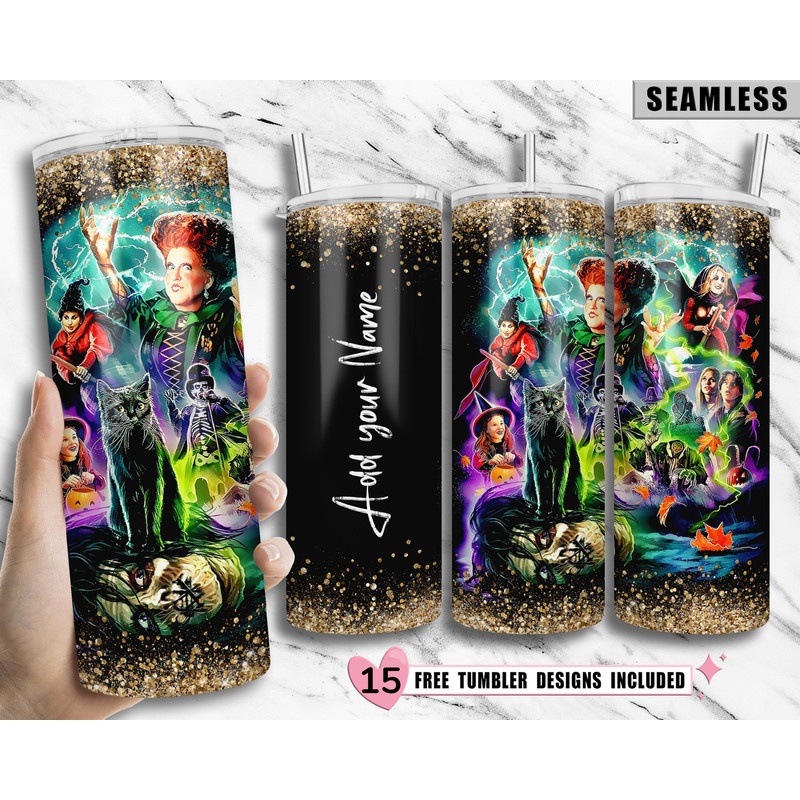 Add Your Own Text, Hocus Pocus Sanderson Sisters, 20oz skinny tumbler, Template for Sublimation, Full Tumbler Wrap - PNG Digital Download.jpg