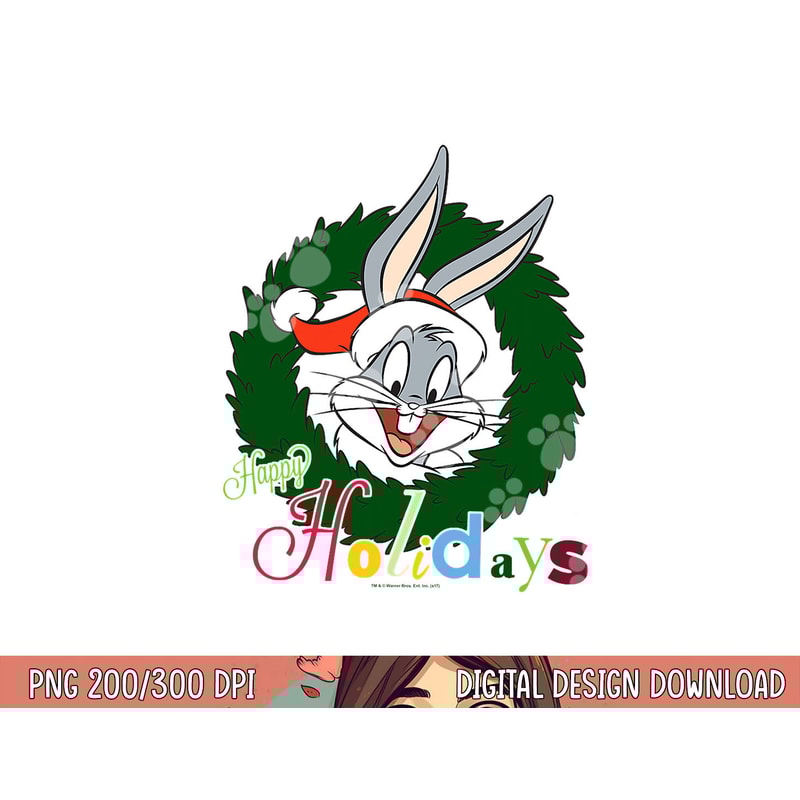 Looney Tunes Holiday Bugs Bunny png, sublimation .jpg