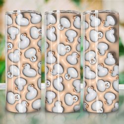 inflated cute white duck tumbler design png, 3d animal 20 oz skinny tumbler design, 3d new style tumbler wrap png bundle