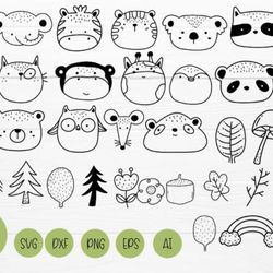 37 woodland animals bundle svg cut file
