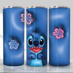 3d inflated blue animal character tumbler 20oz design, 3d cartoon movie sublimation wraps, tumbler design png, sublimati