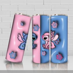 3d inflated blue and pink animal character 20oz straight tumbler design for sublimation, 3d cartoon movie sublimation wr