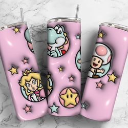 3d inflated princess and bros tumbler 20oz design, 3d cartoon movie sublimation wraps, tumbler wrap design png, digital