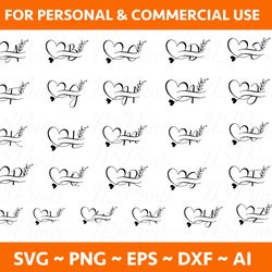 Split Monogram Alphabet SVG, DXF, PNG, Split Monogram Frame Alphabet, Fancy letter monogram, Silhouette, 26 Individual S