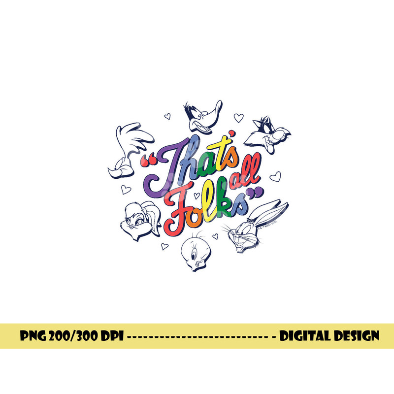 Looney Tunes That s All Folks Group Faces Rainbow Text V2  png, sublimation .jpg