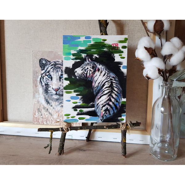 1 Oil painting white tiger 5.9 - 7.8 in (15 - 20cm)..jpg