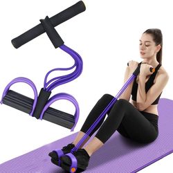 Resistance Tube for Exercise with Large Anti-Slip Pedals, 4-Tube Elastic Pull Rope, Fitness Tube for (US Customers)