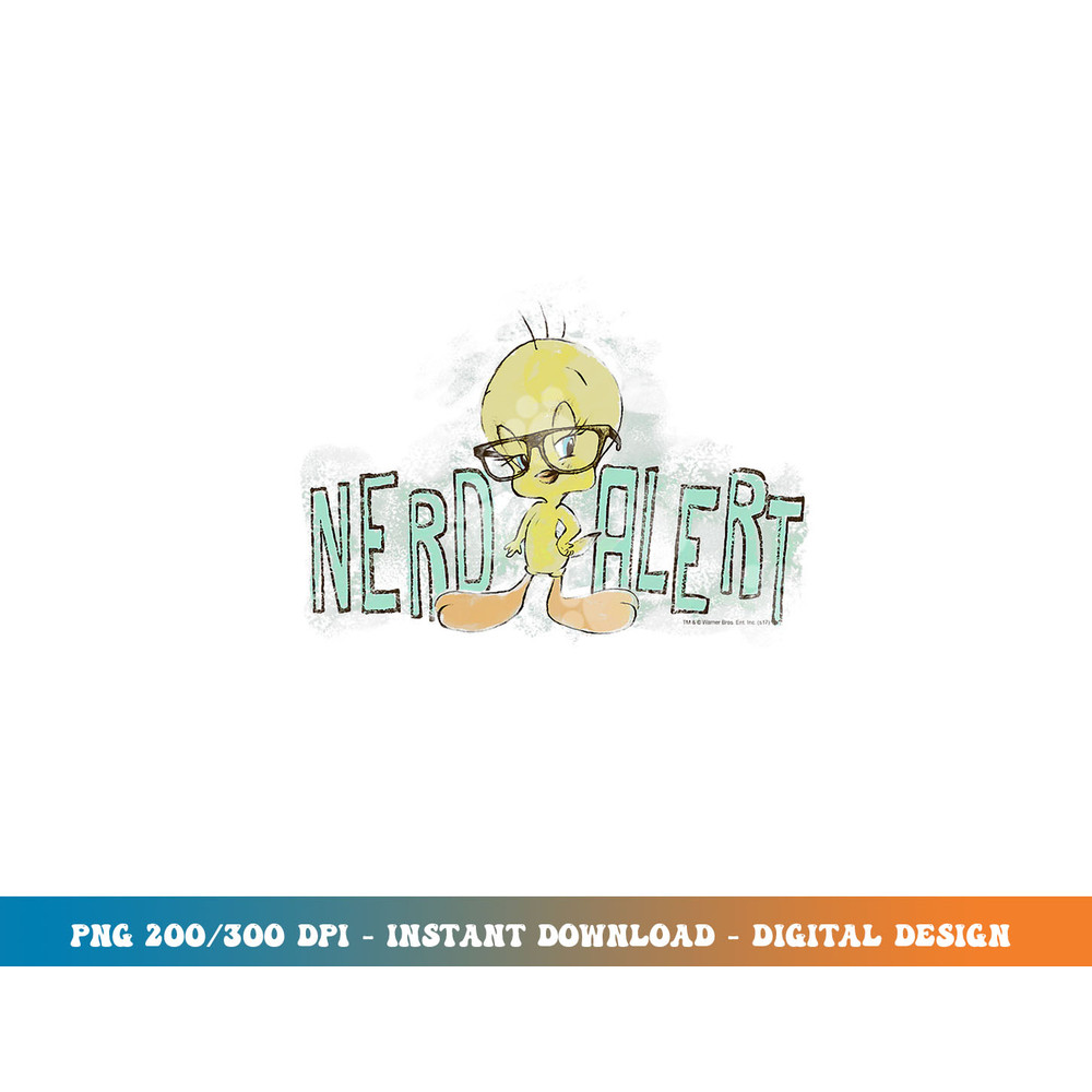 Looney Tunes Tweety Nerd Alert png, sublimation.jpg
