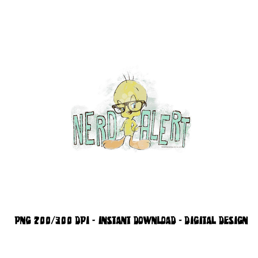 Looney Tunes Tweety Nerd Alert png, sublimation .jpg